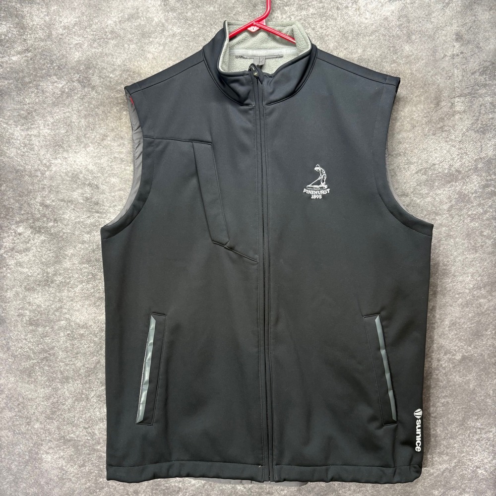 Sunice Pinehurst Golf Course Logo Softshell Fleece Lined Vest Mens L Black